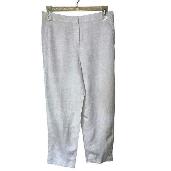 Ruby Rd. Pants Womens 10 Linen Blend Ankle Crop Straight Leg Quite Luxury Tan - Picture 2 of 10